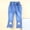 Light Blue D, variant on Kids Girls Pants Solid Bunny Pearl Elastic Waist Slim Flare Denim Casual Trousers Sizes 4-12Y