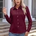 thumbnail image 6 of BLVB Women's Button down Shirts Long Sleeve Blouses Formal Collared Dress Shirts V Neck Tops Office Work Shirts, 6 of 9