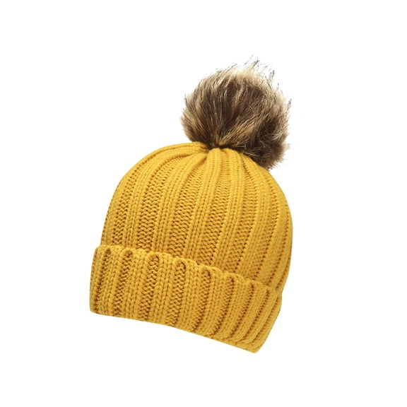 Besolor Toddler Kids Winter Beanie Hat, Children's Cute Warm Knit Thick Cap with Pom Pom for Boys Girls 4-12 Years