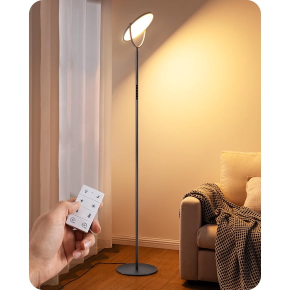 EDISHINE 76" Tall Floor Lamp, 28W 2500LM Super Bright Lights for Living Room, 300° Flexible Head Reading Lamp with Remote, 2700K-6500K Dimmable LE