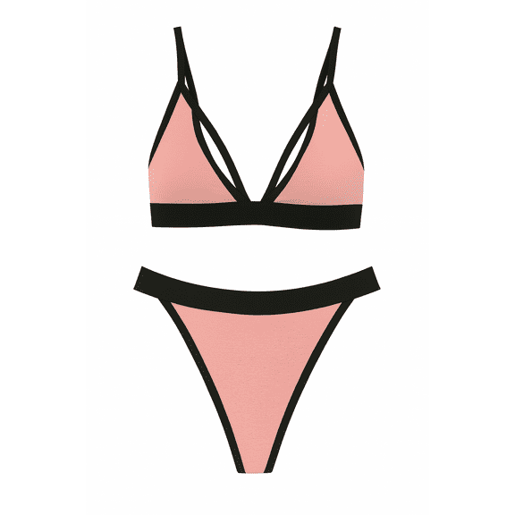 Women’s Cotton Bra & Panty Set with Elastic Logo Band Pink, Medium