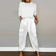 thumbnail image 2 of Women Satin Pajama Set Half Sleeve Top & Pants, Soft Polyester, Casual Summer Loungewear, 2 of 5
