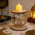 thumbnail image 4 of Klonfd Moon Festival Wooden Candleholder With Light Display Craft For Tabletop, 4 of 5