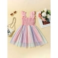 thumbnail image 2 of Kmbangi Robe Superposée Dégradée pour Tout-Petits Filles, Robe en Maille Tulle Froncée à Manches Volantées, Robe d'Été Décontractée de Princesse 1-6T, 2 of 8