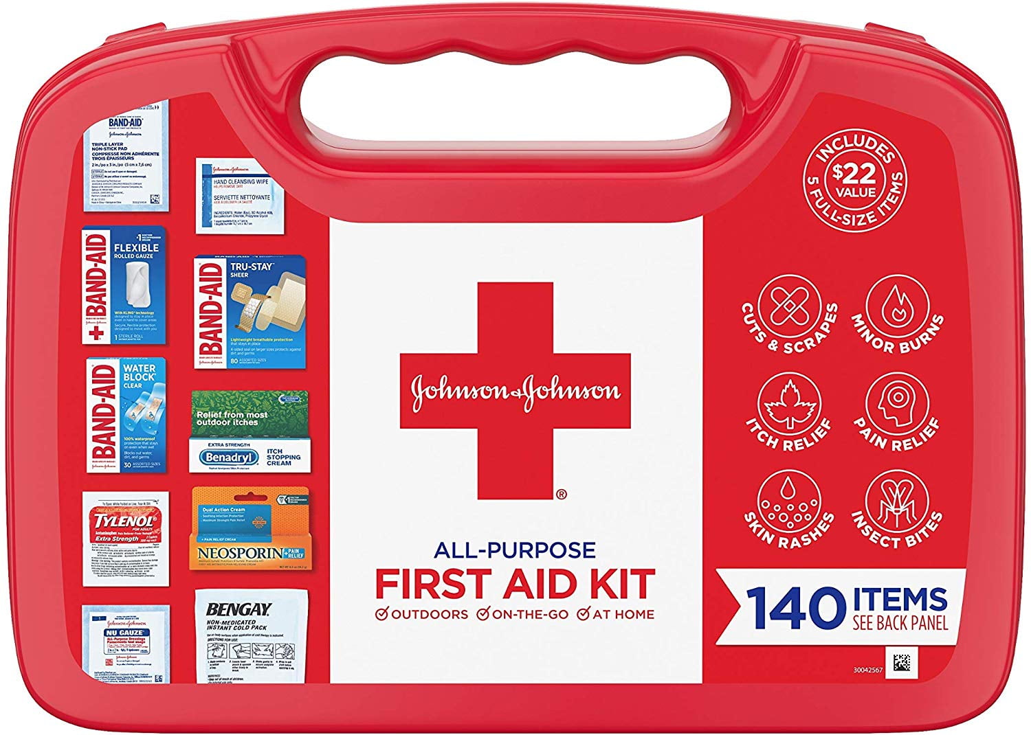 (2 Pack) Johnson & Johnson AllPurpose Portable First Aid Kit, 140 pc