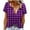 Purple, variant on Womens T Shirts Basic Tops for Innerwear or Summer T Shirts Short Sleeve Plaid Print Round Neck Snap Button Casual Tee