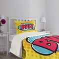thumbnail image 3 of Ambesonne Fun Quilted Bedspread Set 2 Pcs, Comic Book Text, Twin Size, Pale Blue Hot Pink, 3 of 5