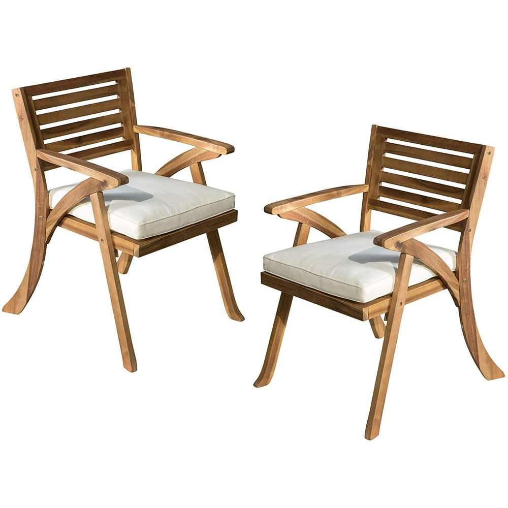 Christopher Knight Home Hermosa Outdoor Acacia Wood Arm Chairs, 2Pcs