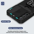thumbnail image 3 of Kickstand Case for Samsung Galaxy S22, Dteck Slide Cover Heavy Duty Armor with Rotate Ring Stand Card Holder Slot, Support Car Magnetic Mount, Shockproof Wallet Cover,Black, 3 of 6