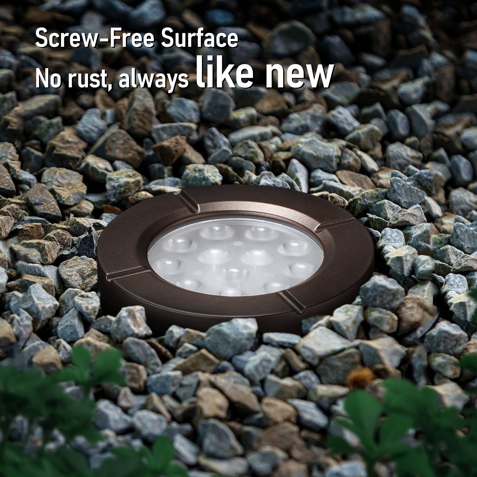 12 Pack LED In-Ground Lawn Well Lights, 1800K/2700K/3000K/4000K/5000K Selectable, IP67 Waterproof