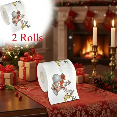 KOYPTL 2 Rolls Christmas Toilet Paper Two-layer Christmas Chimney Paper Funny Disposable Napkin Paper Holiday Party Supplies Christmas Santa Decorations for Table Bathroom Home Decor KOYPTL 2 Rolls Christmas Toilet Paper Two-layer Christmas Chimney Paper Funny Disposable Napkin Paper Holiday Party Supplies Christmas Santa Decorations for Table Bathroom Home Decor