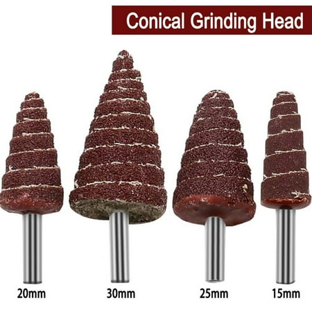 

4PC 6MM Shank 80 Grit Tapered Cone Grinding Head Sandpaper Flap Wheels Polishing