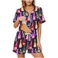 thumbnail image 2 of Womens Pajama Sets Button Up Summer Pjs 2 Piece Short Sleeve Sleepwear Lounge Set S-XXL, 2 of 5