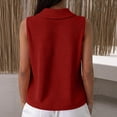 thumbnail image 5 of Waffle Tank Tops for Women Sleeveless Polo Shirts V Neck Collared Golf Shirts Office Business Casual Summer Vest Tops,Wine,XXL, 5 of 5