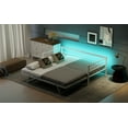 thumbnail image 4 of Newest Twin Size Metal Daybed with LED , Adjustable Trundle, Pop Up Trundle, White, 4 of 9