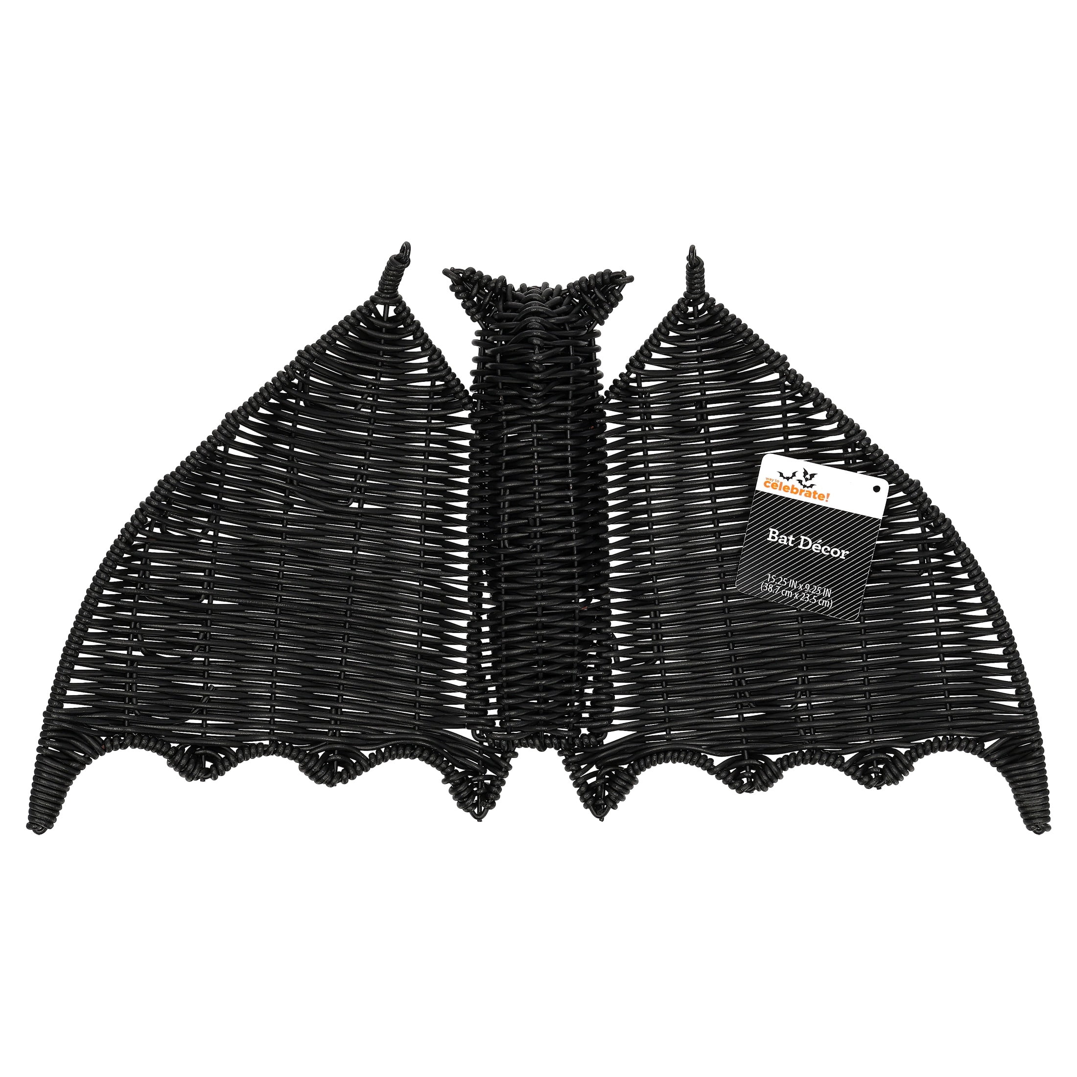 Woven Bat Decoration, Black, 15.25" x 9.25", Halloween by Way To Celebrate