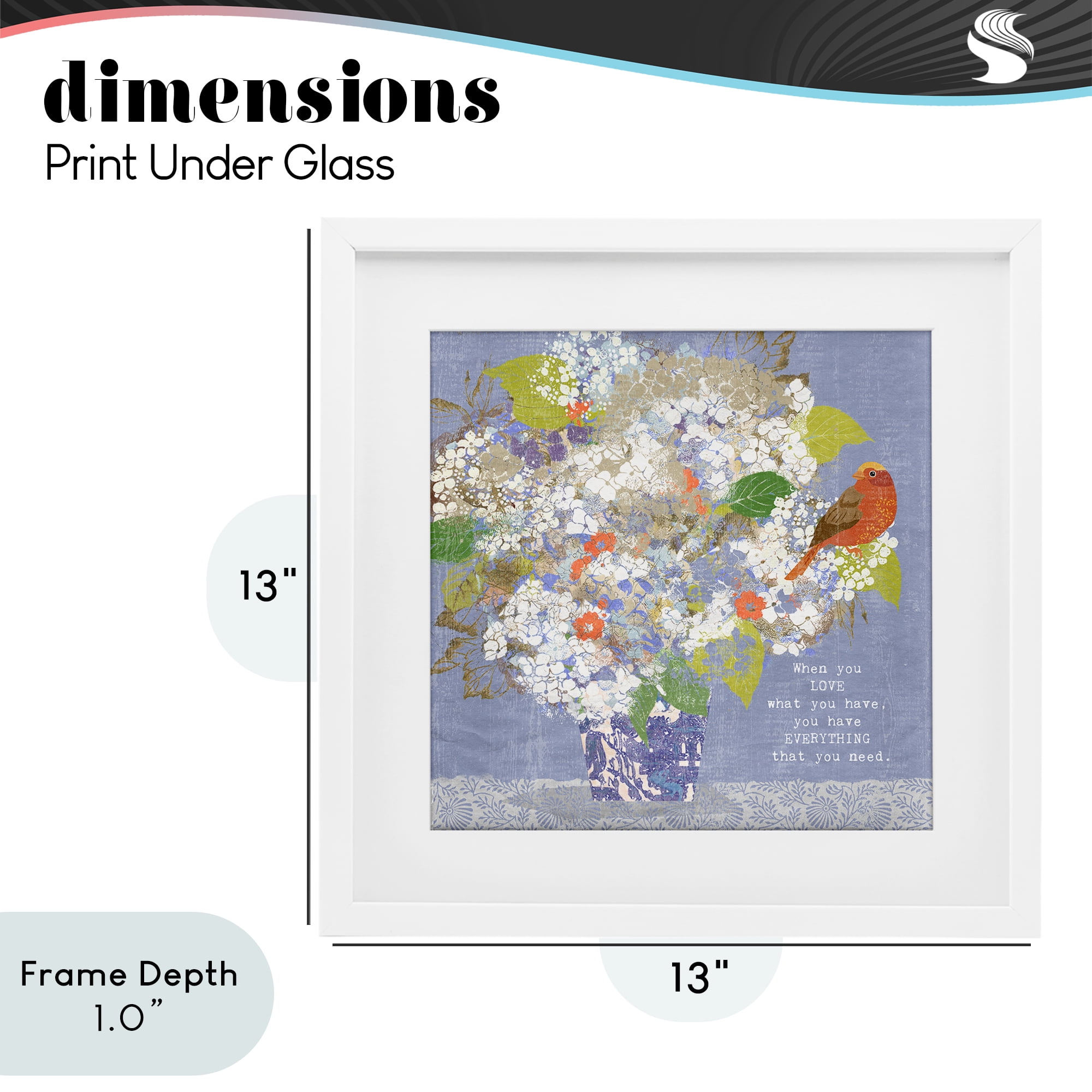 Stupell Industries Floral Inspiration On Love White Framed Print Under Glass, design by Suzanne Nicoll