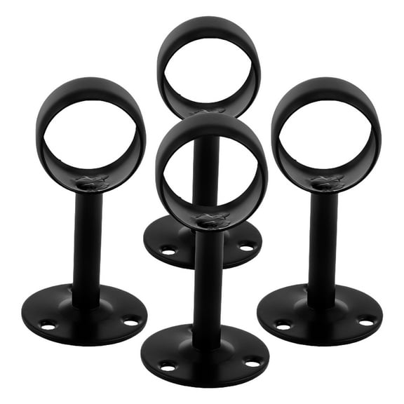 Masteelf 4 Pcs Ceiling Mount Pipe Support Curtain Rod Brackets Black