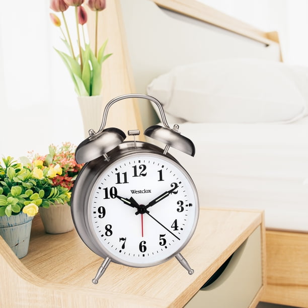 MAD TWIN 置時計 Westclox Classic Silver Twin Bell Alarm Clock, Battery-Operated