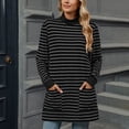thumbnail image 4 of Nmnitkp Women's Fashion Round Neck Splicing Stripe Long Sleeve Pocket Split Loose T-Shirt Top Fall and Winter Blouse with Pockets, 4 of 9