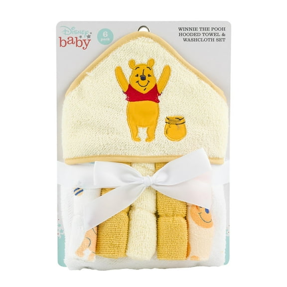 Winnie The Pooh Hooded towel and 5 Pack washcloths