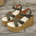 thumbnail image 5 of CHUMUD Women's Wedge Espadrille Sandals Crisscross Strap Adjustable Ankle Buckle Platform Summer Shoes, 5 of 7