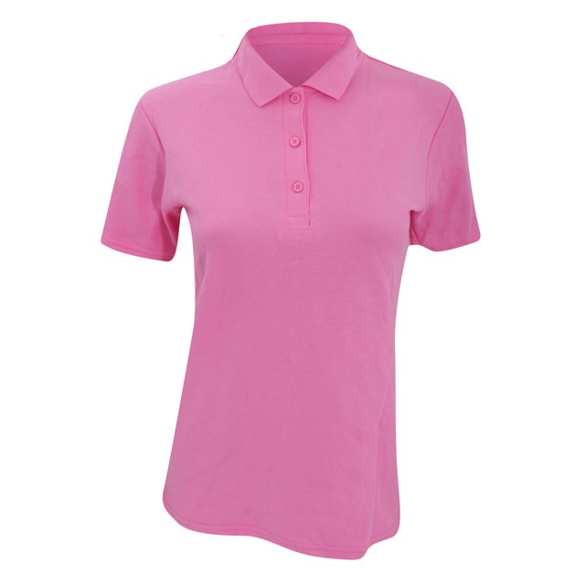 Anvil- Polo doble piqué semi ajustado para mujer (Rosa chicle)