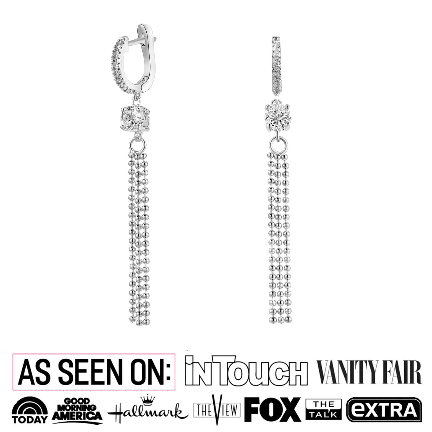 Cate & Chloe Raya 18k White Gold Plated Dangle Earrings with Simulated Diamond Crystals for Women