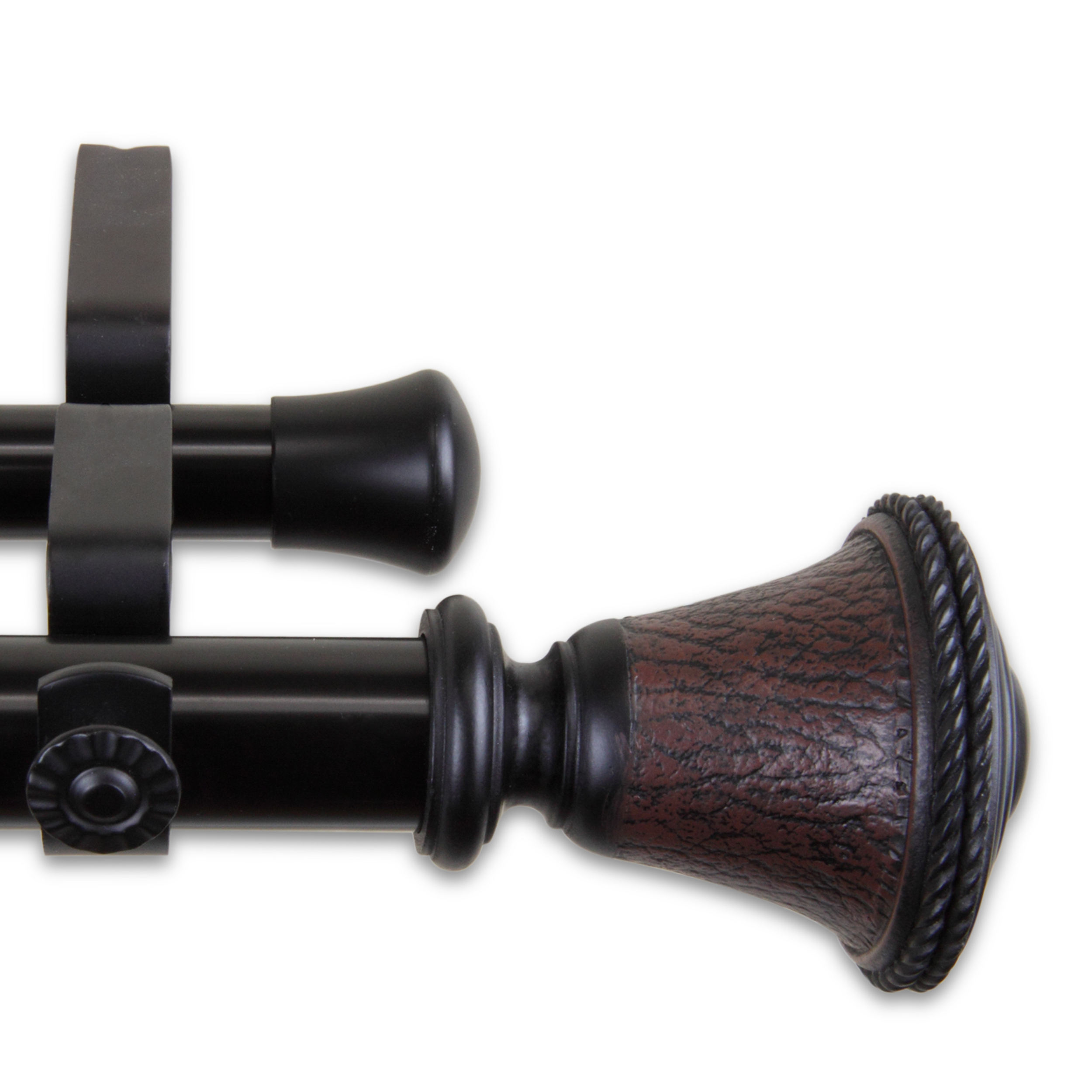 Urn 1" Double Curtain Rod 160-240 inch - Black