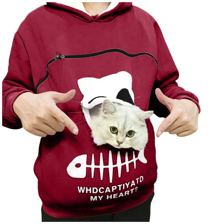 Cat carrying sweatshirt sales