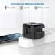 thumbnail image 4 of Adaptador de enchufe de viaje a nivel mundial Europa EE. UU. México Australia, adaptador de enchufe de viaje universal todo en uno con 3 USB-A y 1 USB-C, 4 of 4