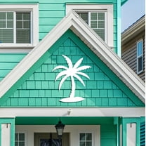 Outdoor Palm Tree Wall Art Beach House Decor – Tropical Palm Tree Sign – Weatherproof PVC Coastal Wall Hanging for Porch Patio or Poolside, 3 Foot