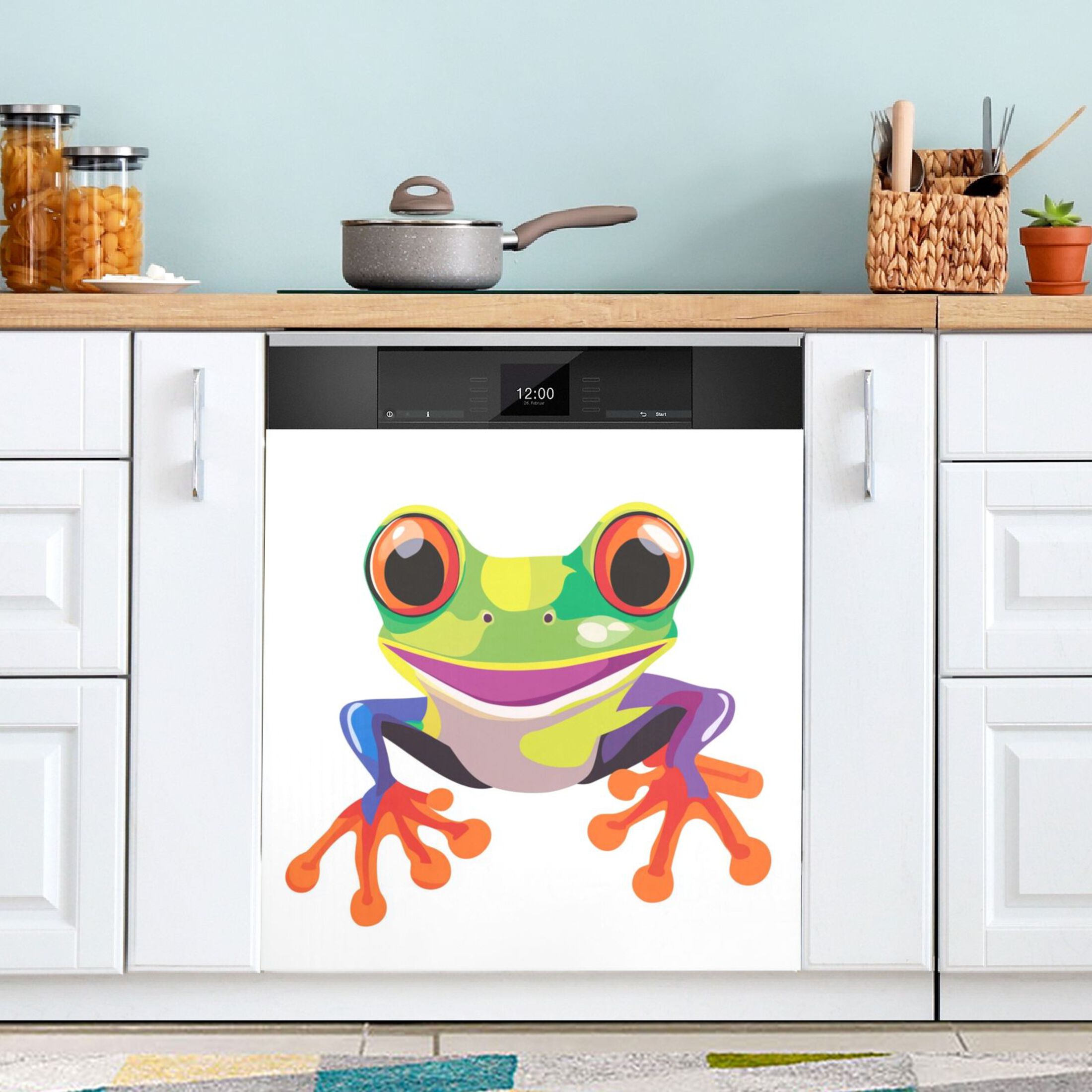 Dishwasher Magnetic Sticker 23x26 Inch Refrigerator Magnetic Sticker Washing Machine Magnetic Sticker Kitchen Panel Magnetic Sticker Home Decor Cartoon Cute Frog