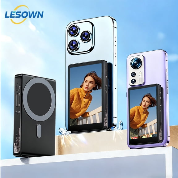 LESOWN Professional Vlog Selfie Monitor Screen Mini Monitor 4-inch Magnetic Portable Wireless Display 480x800 High Brightness Back Camera Monitor for Live Streaming selfie