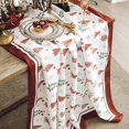 thumbnail image 2 of CHAO (Rojo, 140X230cm) Mantel navideño rectangular de poliéster, mantel lavable antimanchas, adecuado para picnics al aire libre, cocina y cenas navideñas., 2 of 5