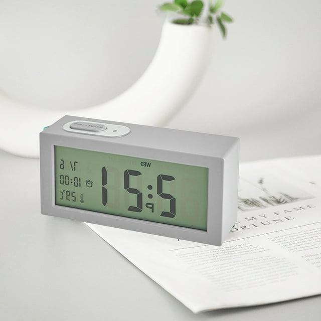 COFEST Multifunction Alarm Clock Temperature Display Electronic Clock Intelligent Sensing Luminous Digital Clock Snooze Mute Clock Gray
