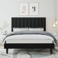 thumbnail image 2 of Amolife Queen Size Platform Bed Frame with Upholstered Velvet Channel Headboard, Black, 2 of 10