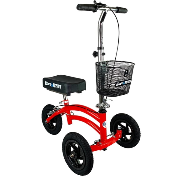 KneeRover Jr All-Terrain Knee Scooter for Kids and Small Adults - Injury and Surgery Recovery, Red