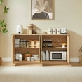 thumbnail image 4 of EHANCIS 63" Fluted Sideboard Buffet Cabinet, Modern Storage Cabinet with 4 Doors and Adjustable Shelves for Dining Room, Kitchen, Living Room (Oak), 4 of 6