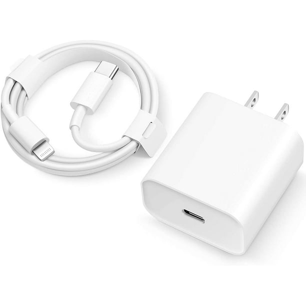 Chargeur Rapide USB C pour iPhone 12, Chargeur Mural 20W PD 3.0 USB C avec  Câble de Charge Rapide de 6 Pieds Compatible avec iPhone 