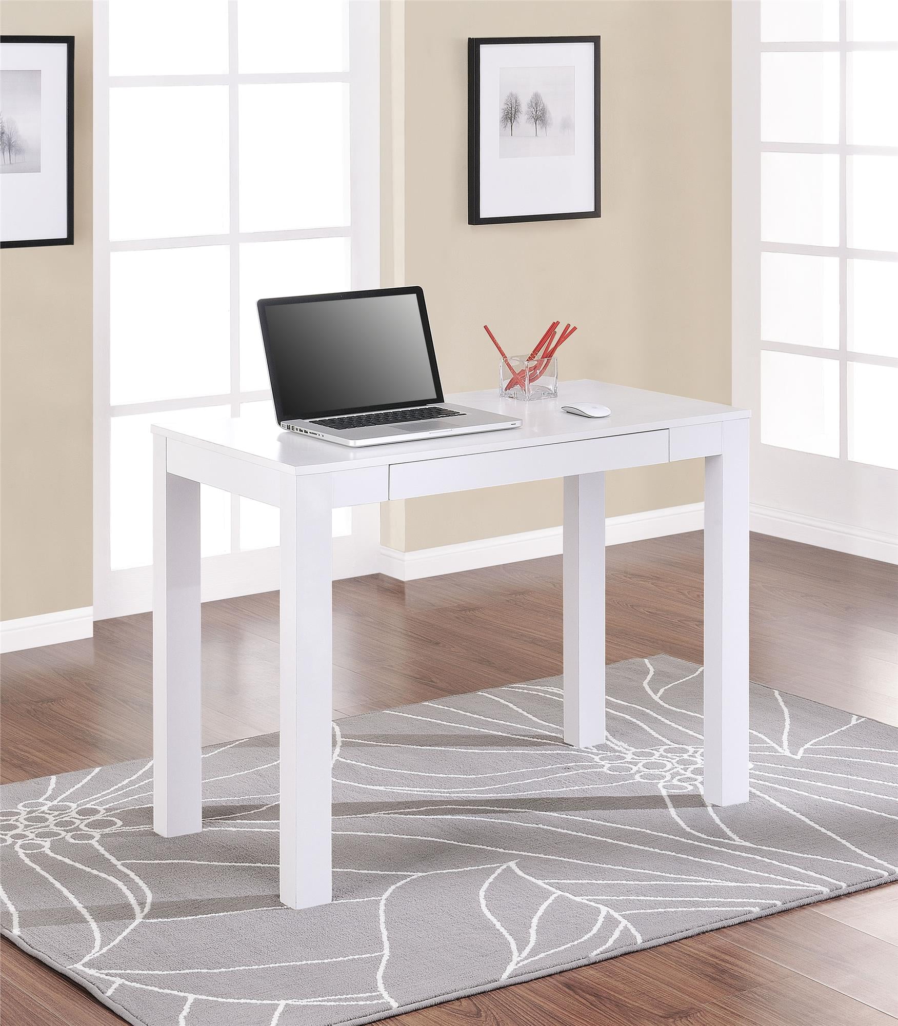 Parsons Desk With Drawer And Low Profile Tv Stand Bundle Multiple Colors