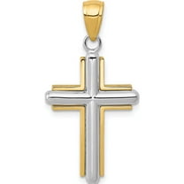 14K Two-Tone Cross Pendant Made In United States k5489