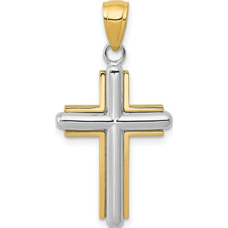 14K Two-Tone Cross Pendant Made In United States k5489