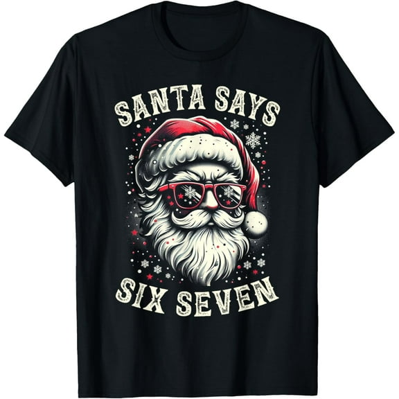Funny Christmas Santa Six Seven 6-7 Meme Brain Rot 67 Xmas T-Shirt