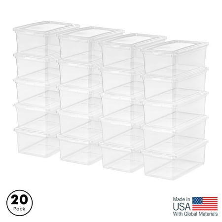 Inspired Essentials 5 Qt. Plastic Storage Bins with Lids Stackable Storage Containers Totes 20Pk