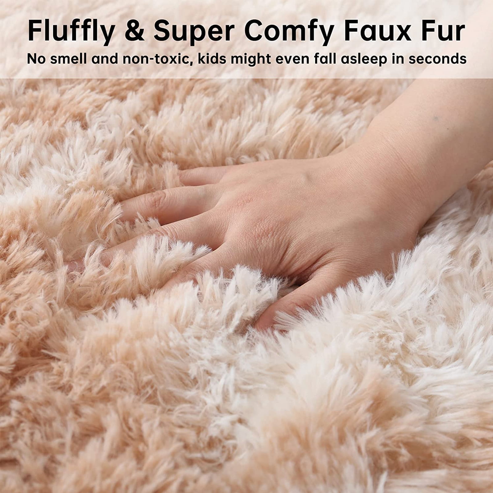 Cozydesg Soft Fluffy Modern Camel Area Rug 8ft x 10ft