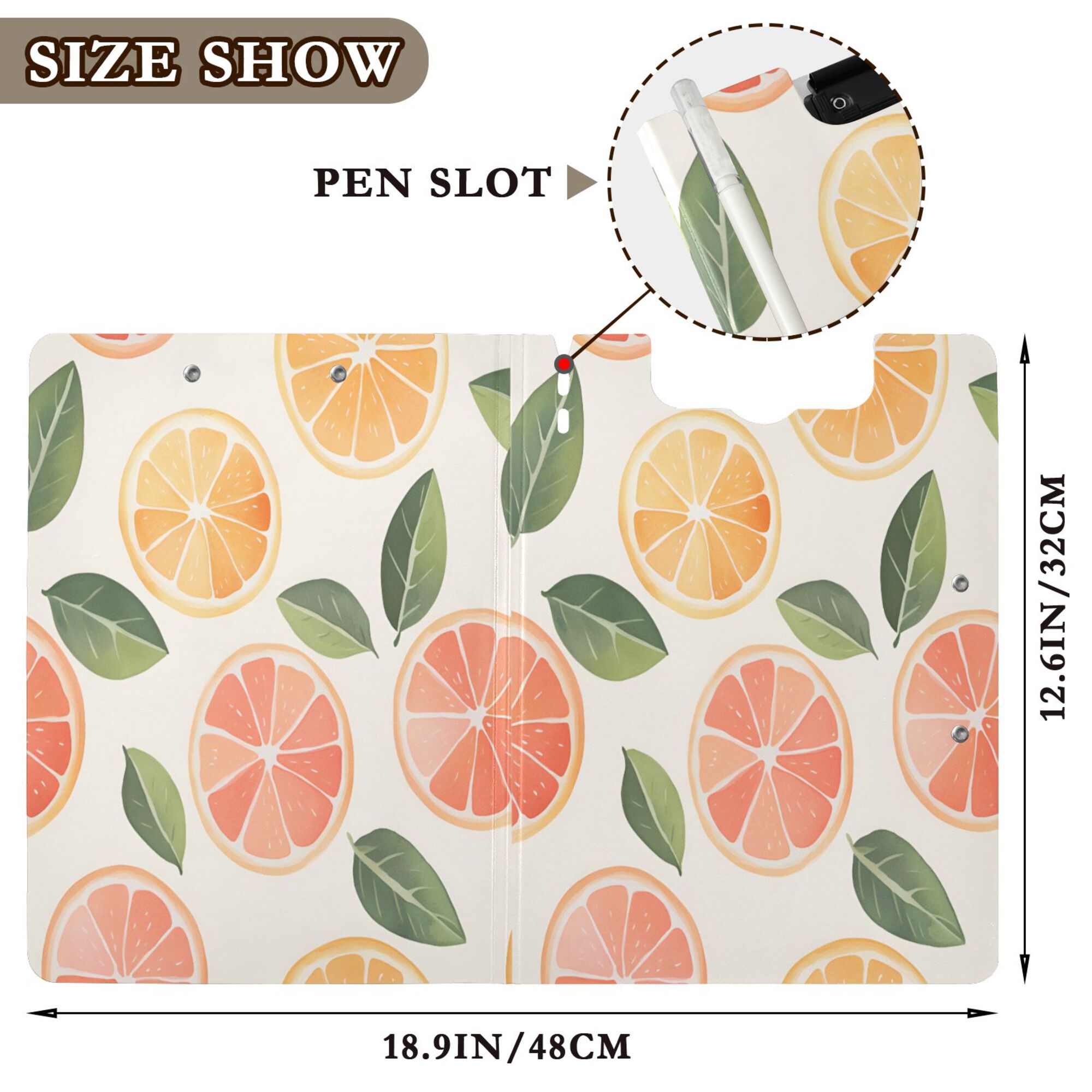 FORMRS A4 Clipboard Folder with Pen Holder Horizontal Foldable School Office Binder, Watercolor Orange