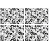 Pioneer Flower Floral Print Pattern Summer Placemats Table Placemats Set Of 4-Linen Kitchen Washable Placemats Table Mats 12x18 Inch Non-Slip Heat Resistant