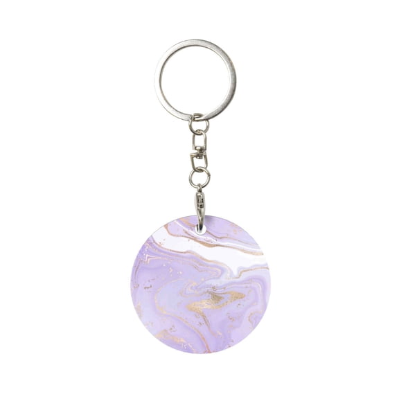 Naloa Lavender Glitter Foil Stripes Print Round Keychain Keychain Key Ring, Key Tag, Key Chain Bulk for Gift Accessories (Round)