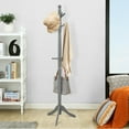 thumbnail image 3 of Gymax Wooden Coat Rack Hanger Hall Tree Entryway w/ 9 Hooks 2 Heights Grey, 3 of 5